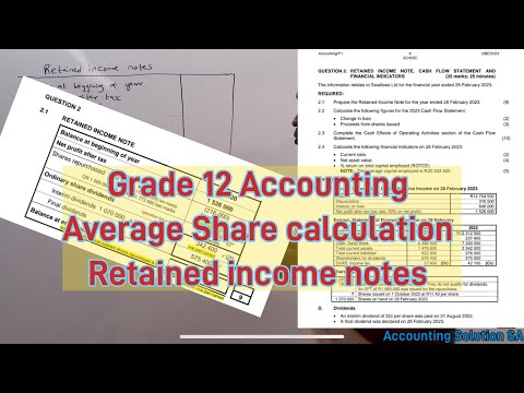 Grade 12 Accounting Term 1 | Average Share Calculation | Balance sheet Retained income note
